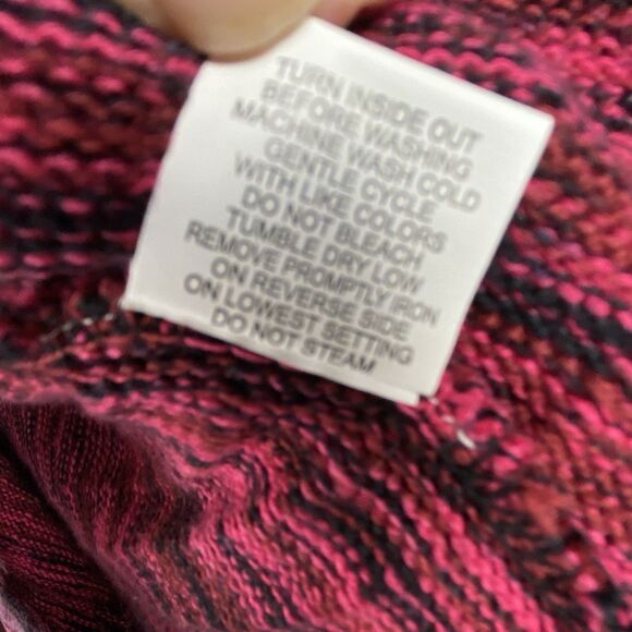 NY Collection Cardigan Sweater Womens S Pink Black Cotton Open Front Soft Grunge - Picture 12 of 15